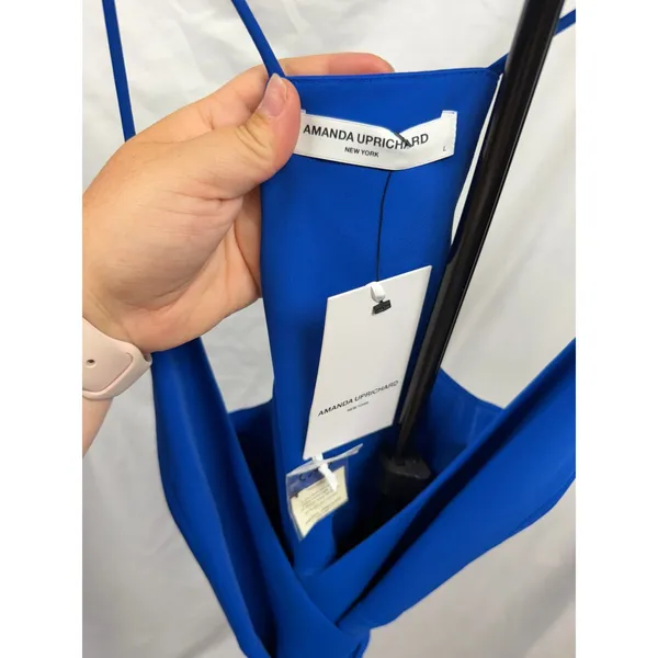 Amanda‎ Uprichard NEW $189 Women's Cobalt Blue Tie Wrap Mini Dress Sz Large - Image 5