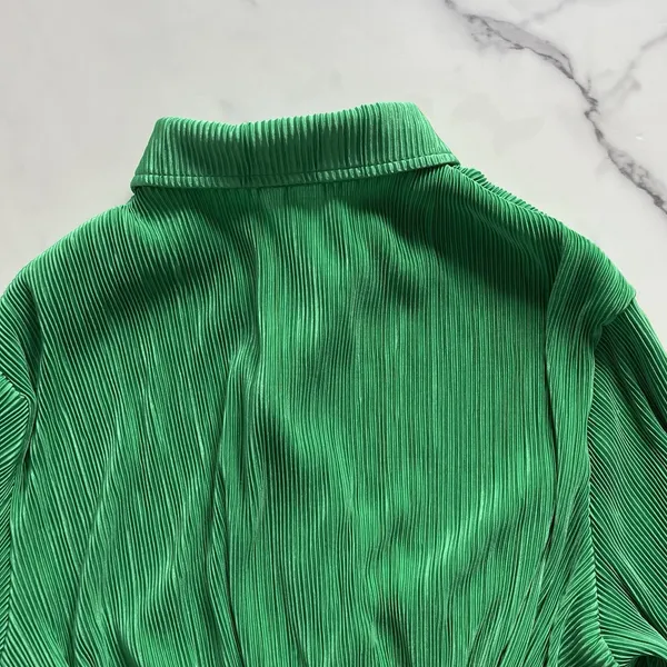 Peppermayo Soho Chic Pleated Shirt Dress Jade Green Sz 8 - Image 8