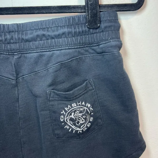 Gymshark Legacy Shorts Black Pull On Drawstring Terry Embroidered Logo Gym Small - Image 9
