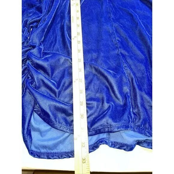 Asos Royal Blue Velvet Long Sleeve Cut Out Long Blouse‎ Size 4 NWT - Image 2