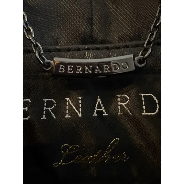 Bernardo Black Genuine Leather Full Zip Chunky Gold Buttons Moto Biker Jacket L - Image 3