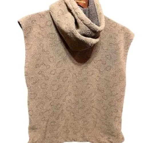 Hooded Fleece Vest Sleeveless Jacket Horseshoe Pattern‎ Brown Casual - Image 2