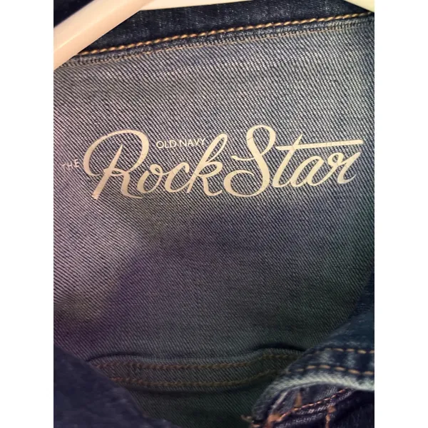 Old Navy The RockStar Denim Jacket Medium Wash Blue Stretch Trucker S/329261-07 - Image 5
