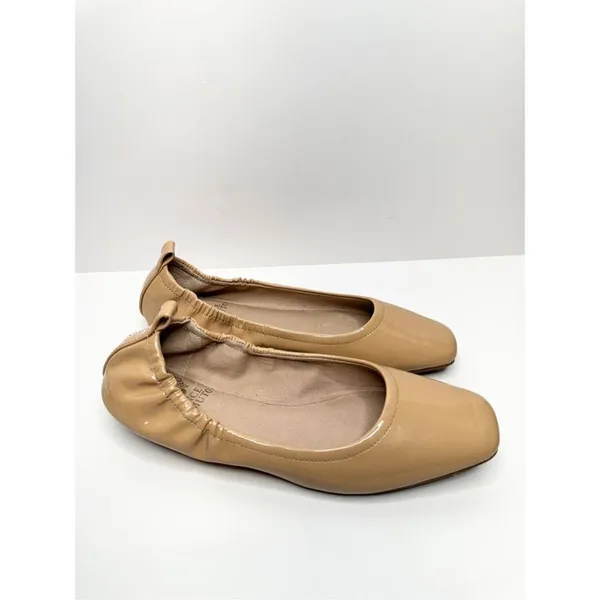 Vince Camuto Flats Womens Size 6‎ Tan Patent Leather Slip On Ballet Shoes - Image 5