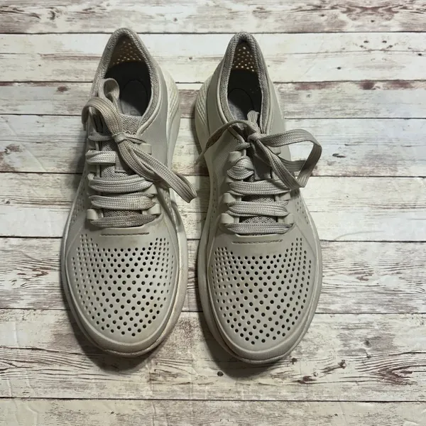 Crocs LiteRide Sneakers Women's Size 7 Rubber Cream Waterproof Tennis Shoes - Image 5