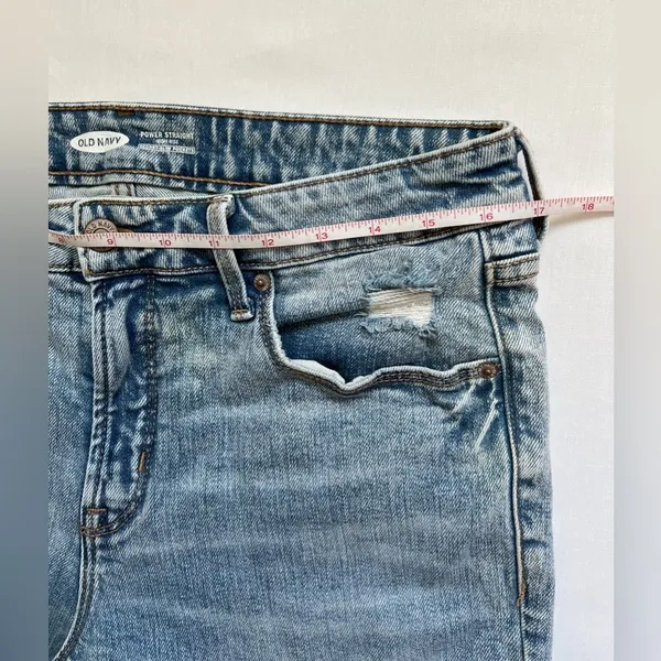 Old Navy Power Straight High Rise Distressed Denim Size 12 - Image 7