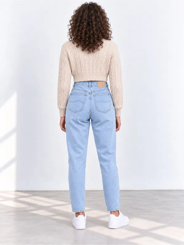 Vintage Lee Women’s High-Rise Mom Jeans Light Wash Tapered Leg 27x32 - Image 15