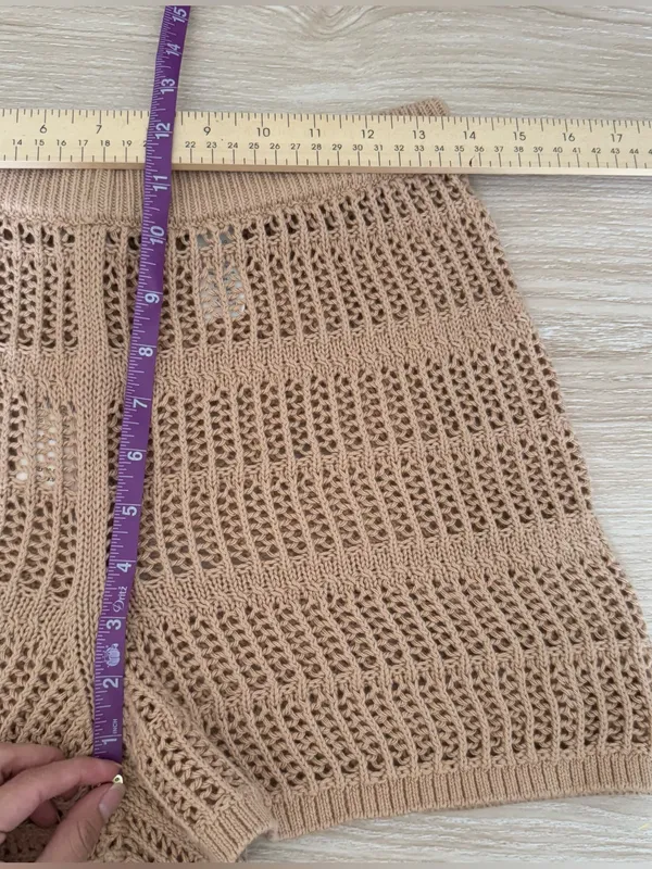 Aerie Small NEW Crochet Open Knit Shorts Tan Camel Resort Vacation Getaway - Image 5