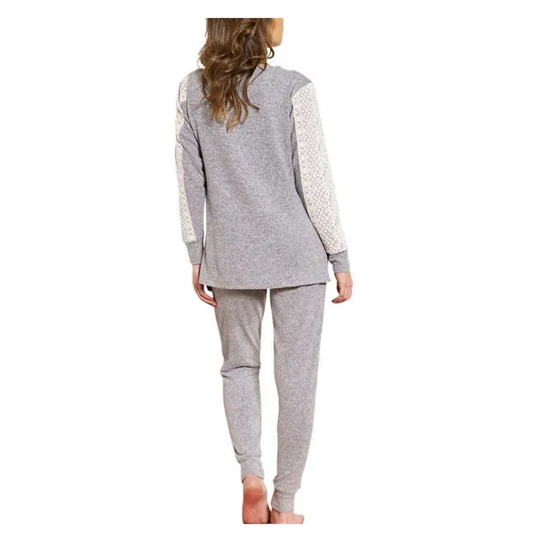 FN by Flora Nikrooz Womens‎ Gray Lace Trim Lounge Set Pajamas 2PC Medium - Image 2