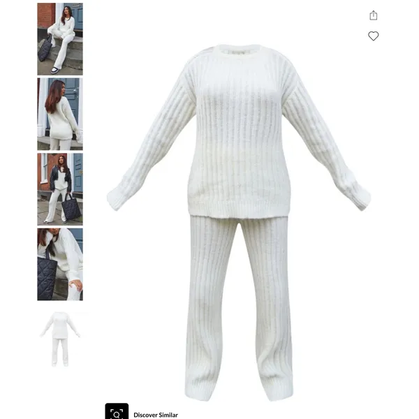 PrettyLittleThing Cream Chunky Ribbed Knitted Set - Image 6