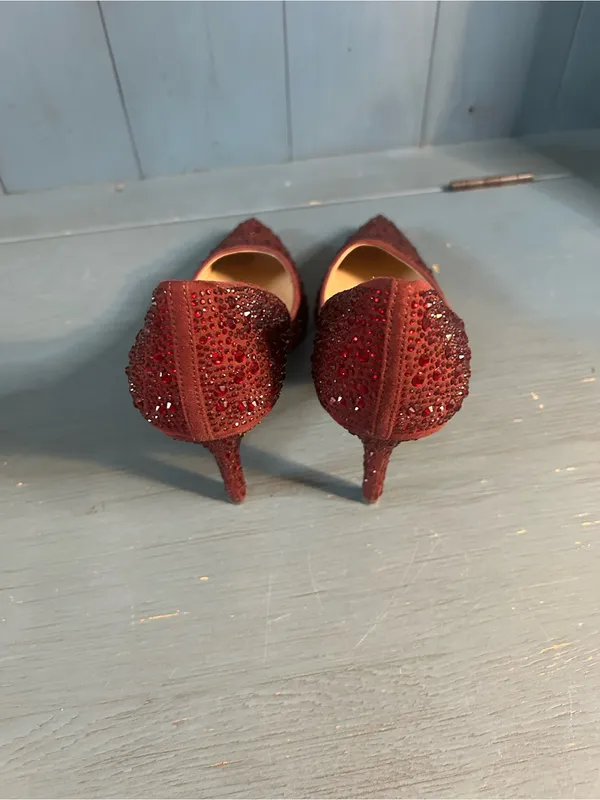 White House Black Market Red Crystal Embellished Pointed Pumps | Size 7 - Image 2