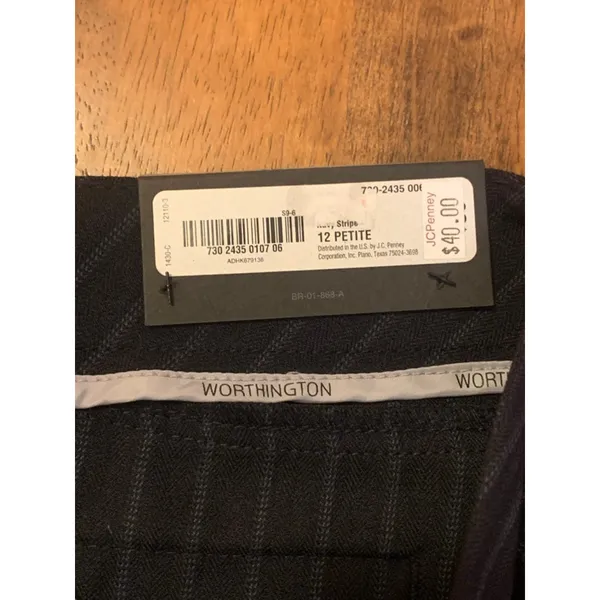 Worthington NWT Slacks 12 Petite Navy Pinstripe Modern Fit - Image 3