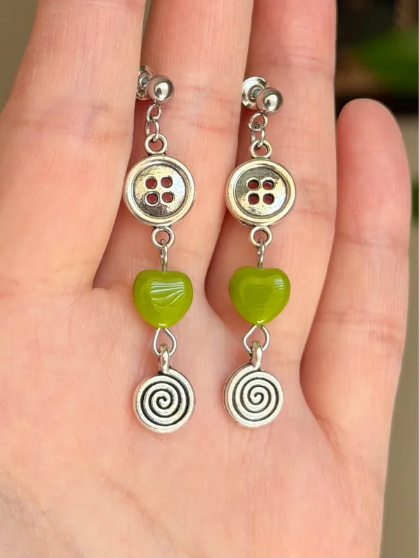 Handmade retro fairy boho funky style dangle earrings🌀💛 - Image 2