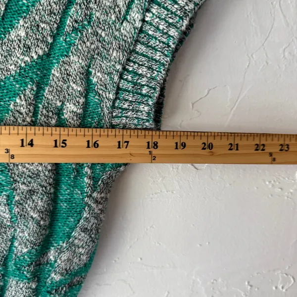 Vintage 80s‎ Glamour Knit Sweater Vest Green Gray Abstract Made in USA M - Image 5