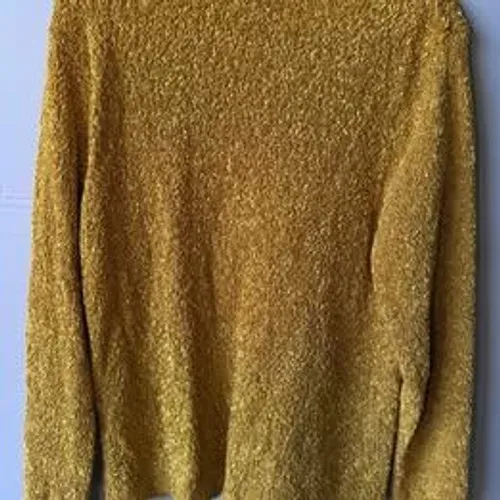 Chico's Mustard Yellow Popcorn Knit V-Neck Sweater Size 2 Large Long Sleeve - Image 3