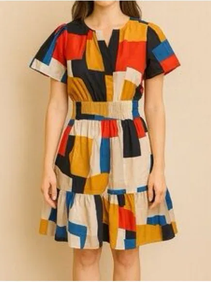 Anthropologie The Somerset‎ Patchwork Mini Dress Size XS - Image 9