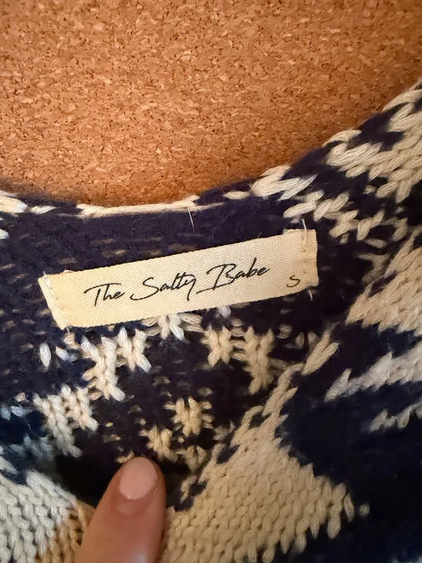 Boutique The Salty Babe Blue and White Sweater - Image 2