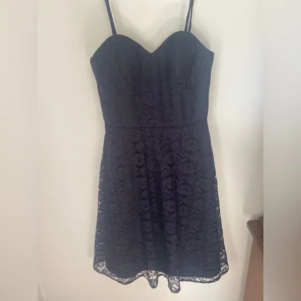Wtoo Watters Navy Lace Sweetheart Spaghetti Strap Dress Size 4 - Image 2