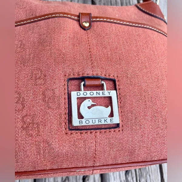 Dooney & Bourke Purse Orange Logo Canvas Monogram Hobo Bag - Image 2