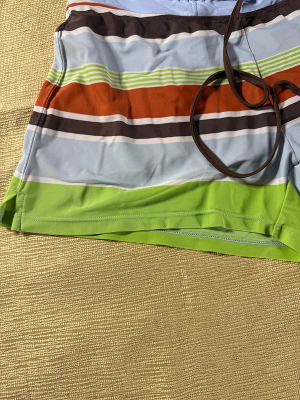 Athleta Women’s Size 8 Striped Board Shorts Swim Surf Blue Green Orange - Image 6