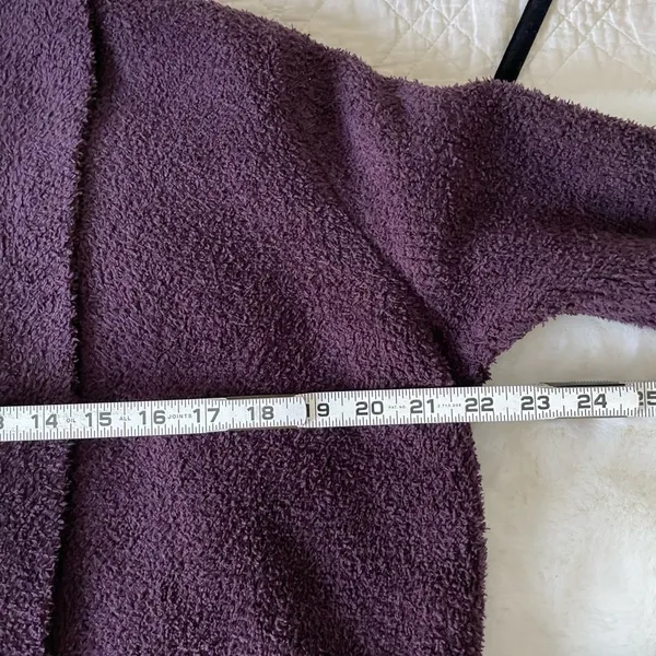 Barefoot Dreams CozyChic Plum Purple Knit Robe Size L Soft Lounge Sweater - Image 12