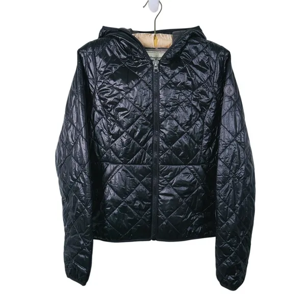 Abercrombie & Fitch Lightweight Hooded Puffer Jacket Womens S Black Packable - Image 2