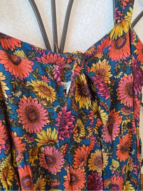 Natural Life Patti Tie-Front Maxi Dress Sunflower Floral Size M Bobo Hippie - Image 4