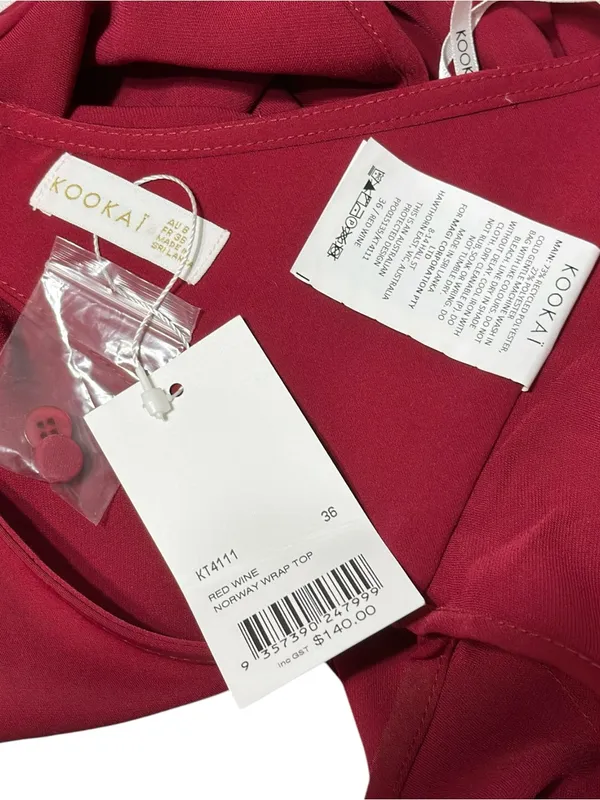 KOOKAÏ Norway Wrap Top, Red Wine, FR36/US4 - Image 8