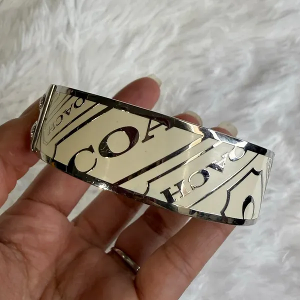 y2k Coach Cream Silver Bangle Bracelet - Image 3