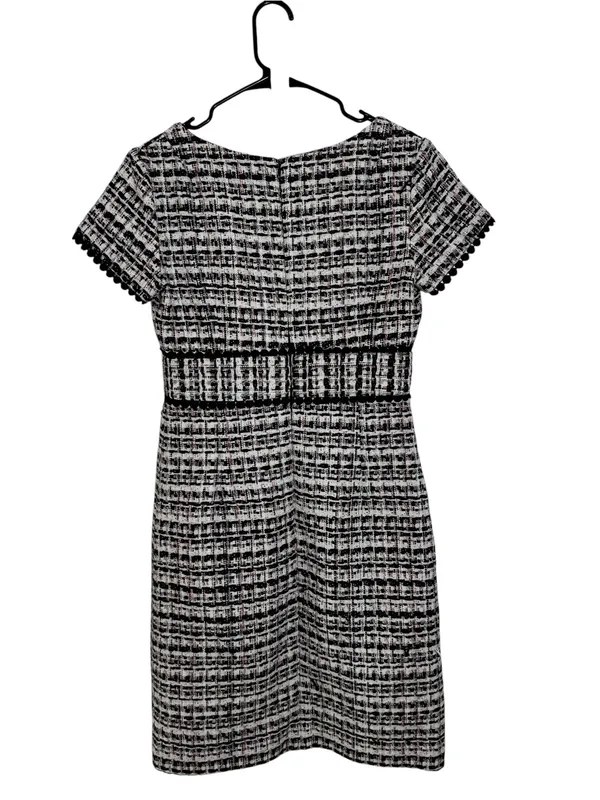 Sara Campbell Tweed Sheath Dress Black White Bouclé Career Country Club Size 0 - Image 9