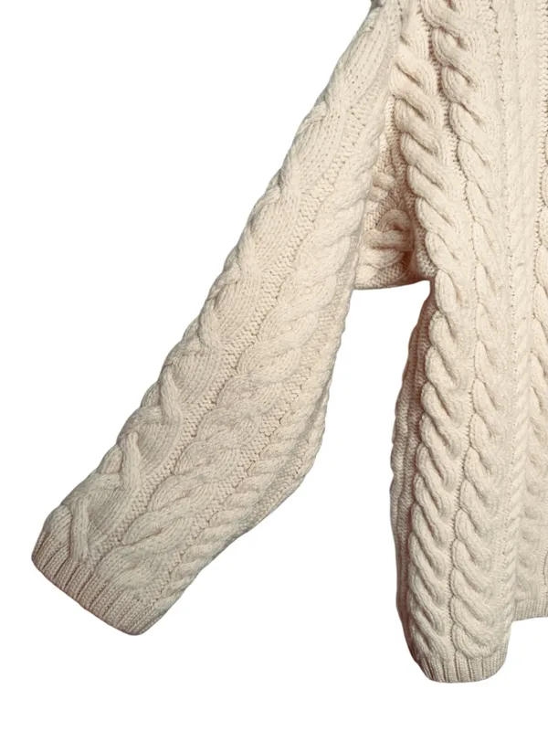 Paul James Cable Knit Sweater Cream Wool SZ S - Image 4