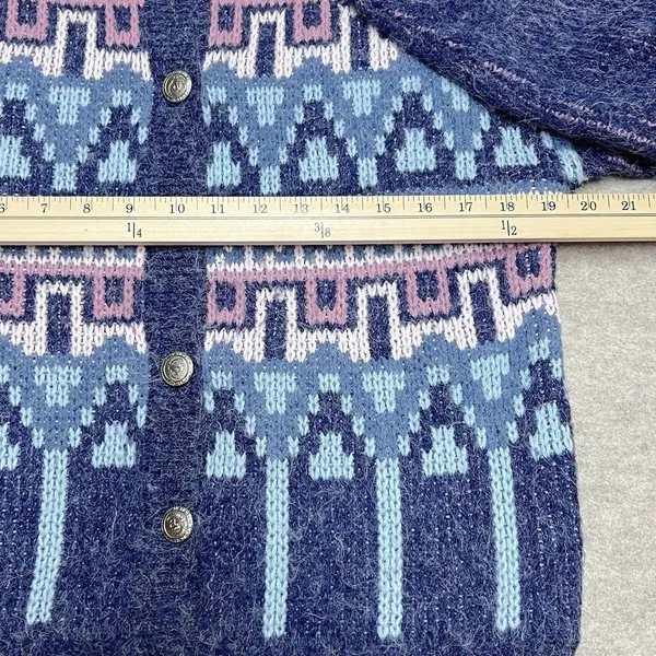 Paris Sport Club Universal Cardigan Womens‎ S Vintage Blue Fair Isle Grandmacore - Image 7