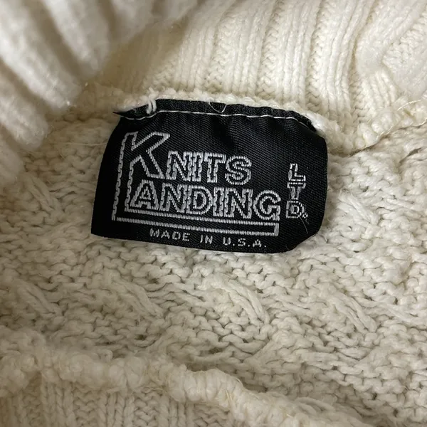 Knits Landing Ivory Vintage Chunky Turtleneck Sweater Size L - Image 3