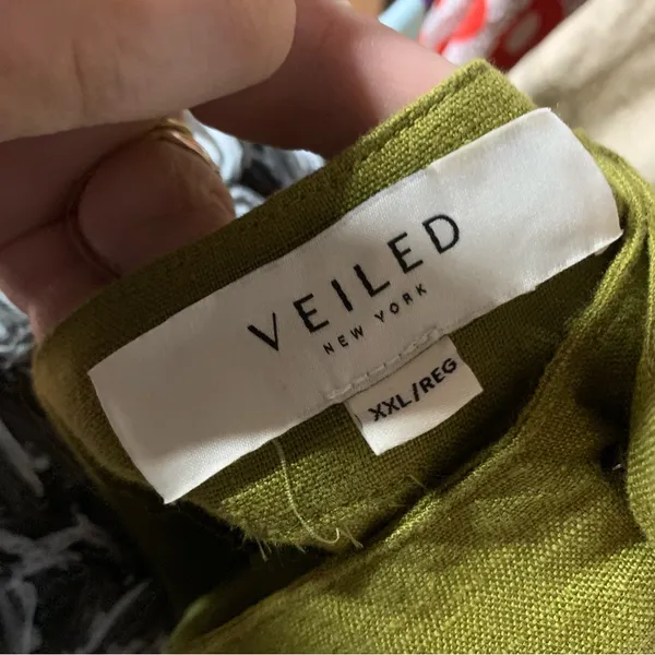 Veiled Nyc Olive Green Pleated Linen Straight Leg Trousers (Xxl) - Image 10