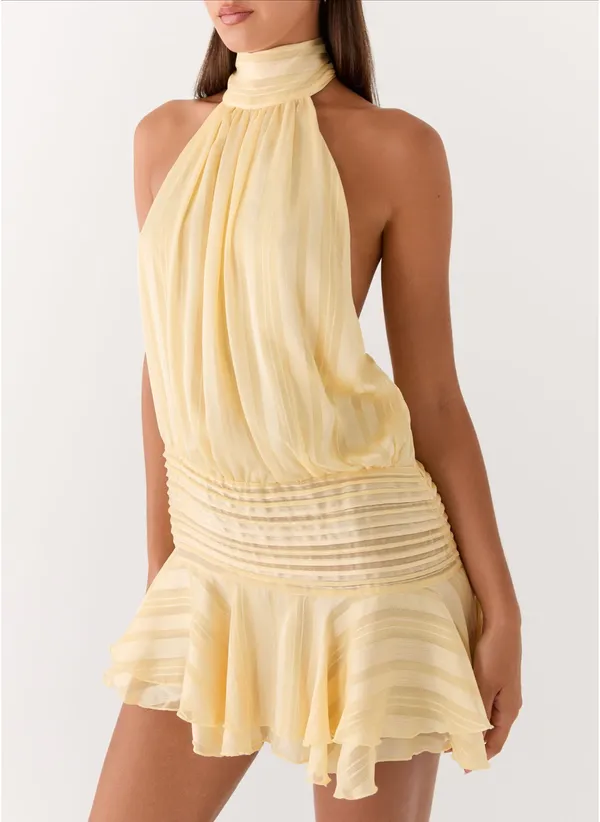 Peppermayo Willow Chiffon Mini Dress - Yellow - Image 4