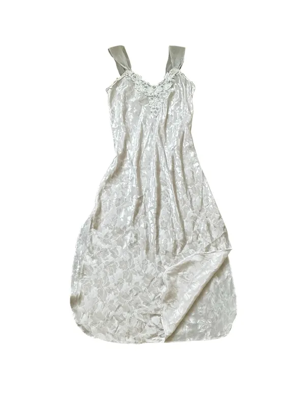 Vintage Pink Satin Slip Dress Lace Embroidery Fairy Feminine Coquette Romantic - Image 4