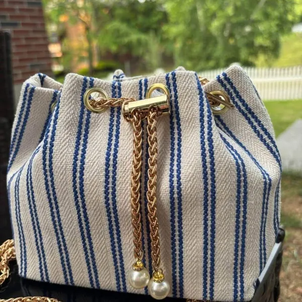 Blue striped mini shoulder bag - Image 4