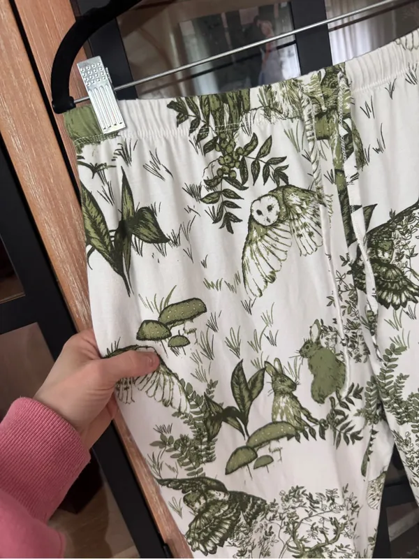 The Cat’s Pajamas Woodside Pima Knit Capri pants modal deer toile owl forest - Image 9