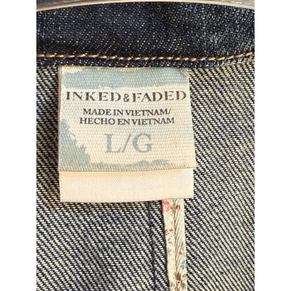 Inked and Faded Jean Jacket‎ Women's Large - Image 2