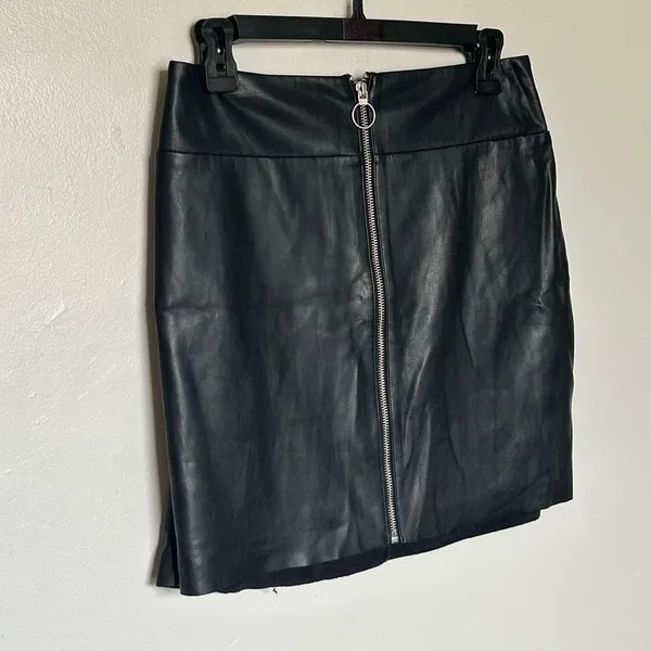 Express Vegan Leather Black Mini Skirt with Zipper medium 8 - Image 3