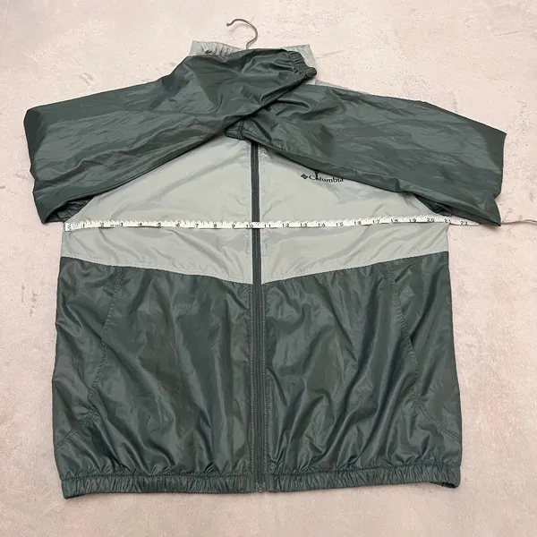 Columbia Morning View Windbreaker Mock Neck Jacket Size M Green Colorblock - Image 7