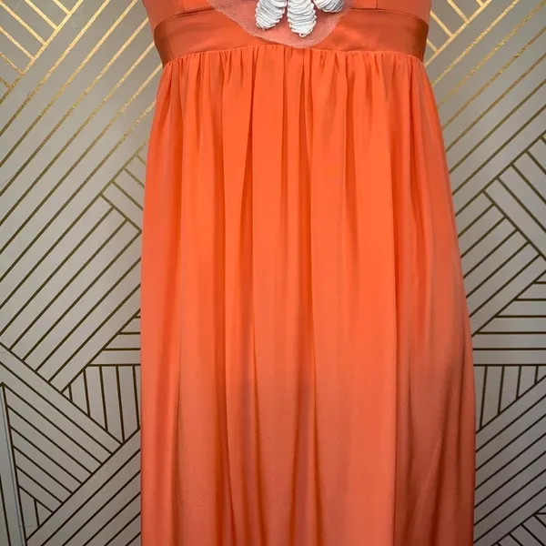 Amanda Uprichard Maxi Dress Sleeveless Embroidered Floral Silk Orange Size‎ XS - Image 5