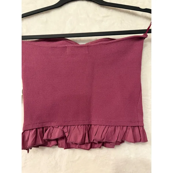 Altar'd State NWT Berry Purple Corset Style Ruffle Hem Tube Top Womens Medium - Image 6