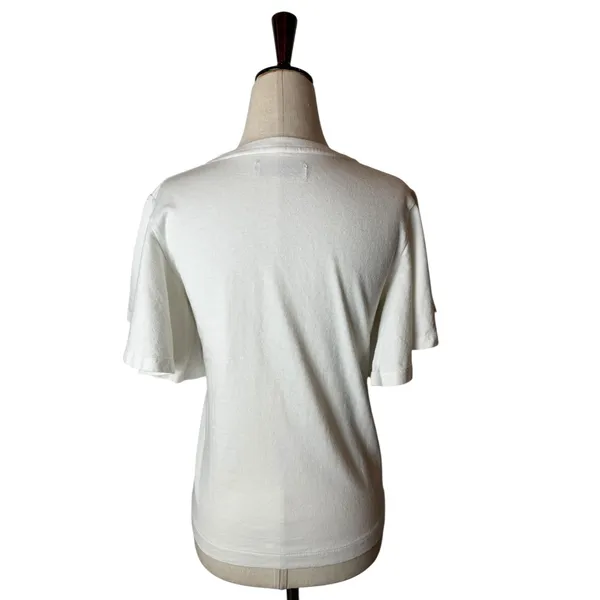 Citizens of Humanity Shirt Women XS White Cotton Flutter Sleeve Crew Neck Tee‎ - Image 3