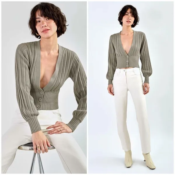 Aritzia Wilfred Merino Wool V-neck Cardigan Size XXS - Image 2