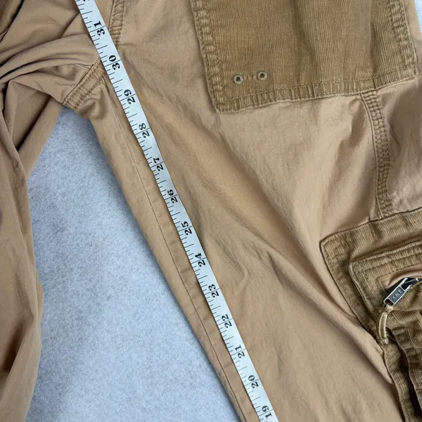 VTG Abercrombie & Fitch Paratrooper Cargo Pants Women's 0 Tan Low Rise Satin Y2K - Image 6