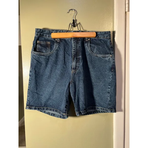 Cotton On Women's Size 10 Midi Denim Dad Shorts Dark Stone Wash 100% Cotton High - Image 3