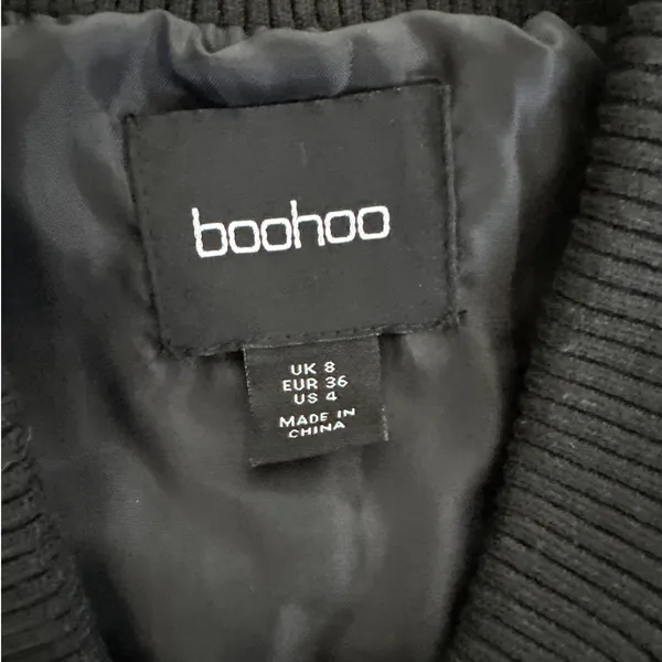 Boohoo -Faux Leather Pocket Detail Bomber Jacket Size 4 in Black - Image 2