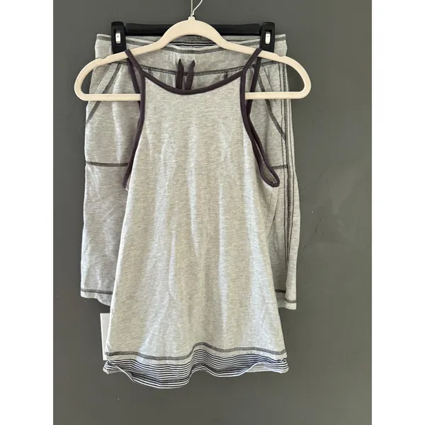 Joe Boxer Womens Pajama Set Heather Gray Henley Tank and Shorts Size S - Image 4