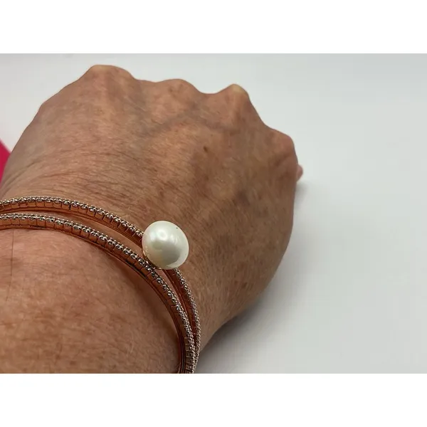 Adina Eden 14K Gold Plated Pearl Open Cuff Bracelet Waterproof NIB - Image 2